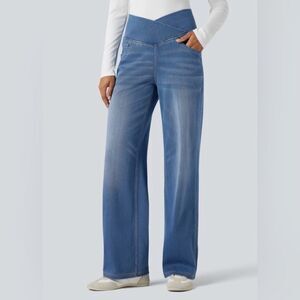 Halara Flex™ Crossover High Waisted Tummy Control Jeans Light Blue LP NWT IN PKG